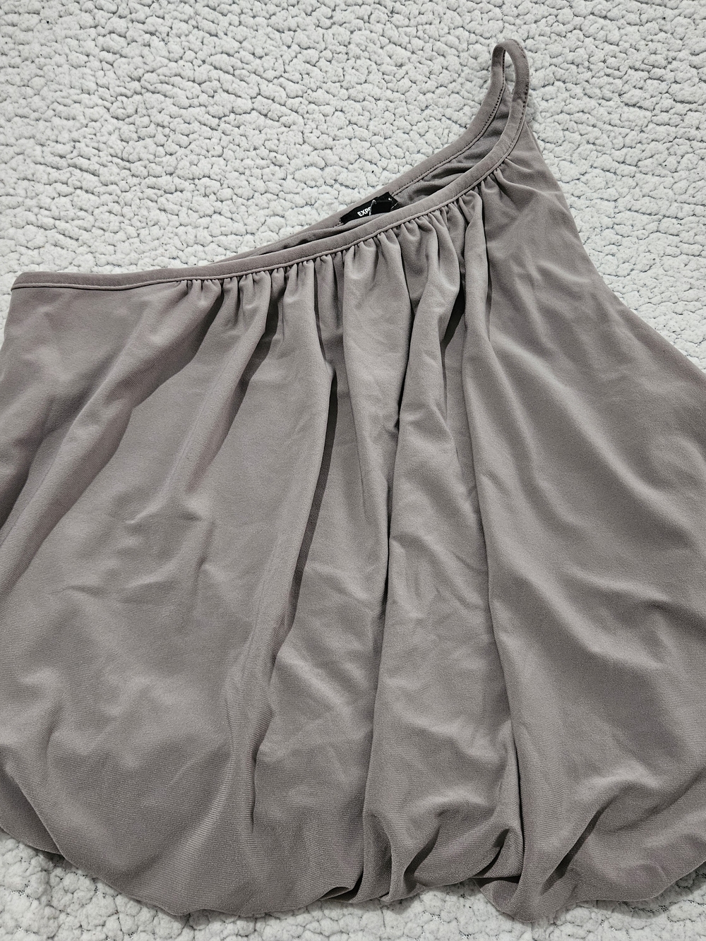 Express Asymmetrical One-Shoulder Skirt in Taupe